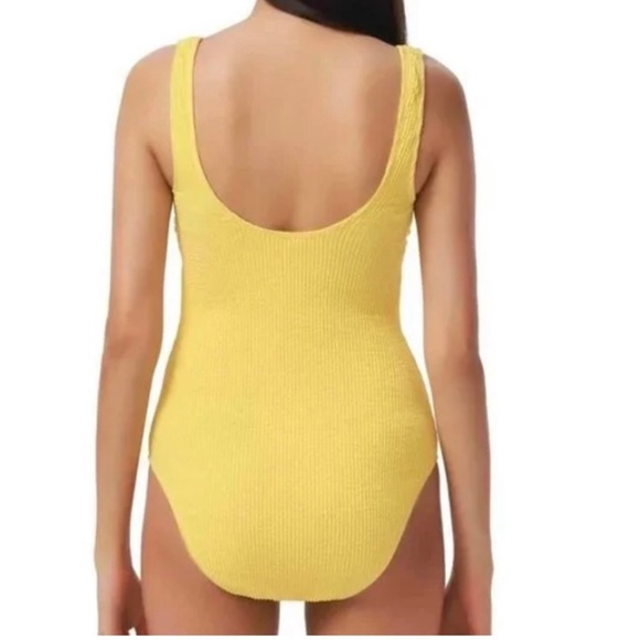 NWT Yellow Lucky Brand One Piece Swimsuit Textured Scoop - Picture 4 of 10